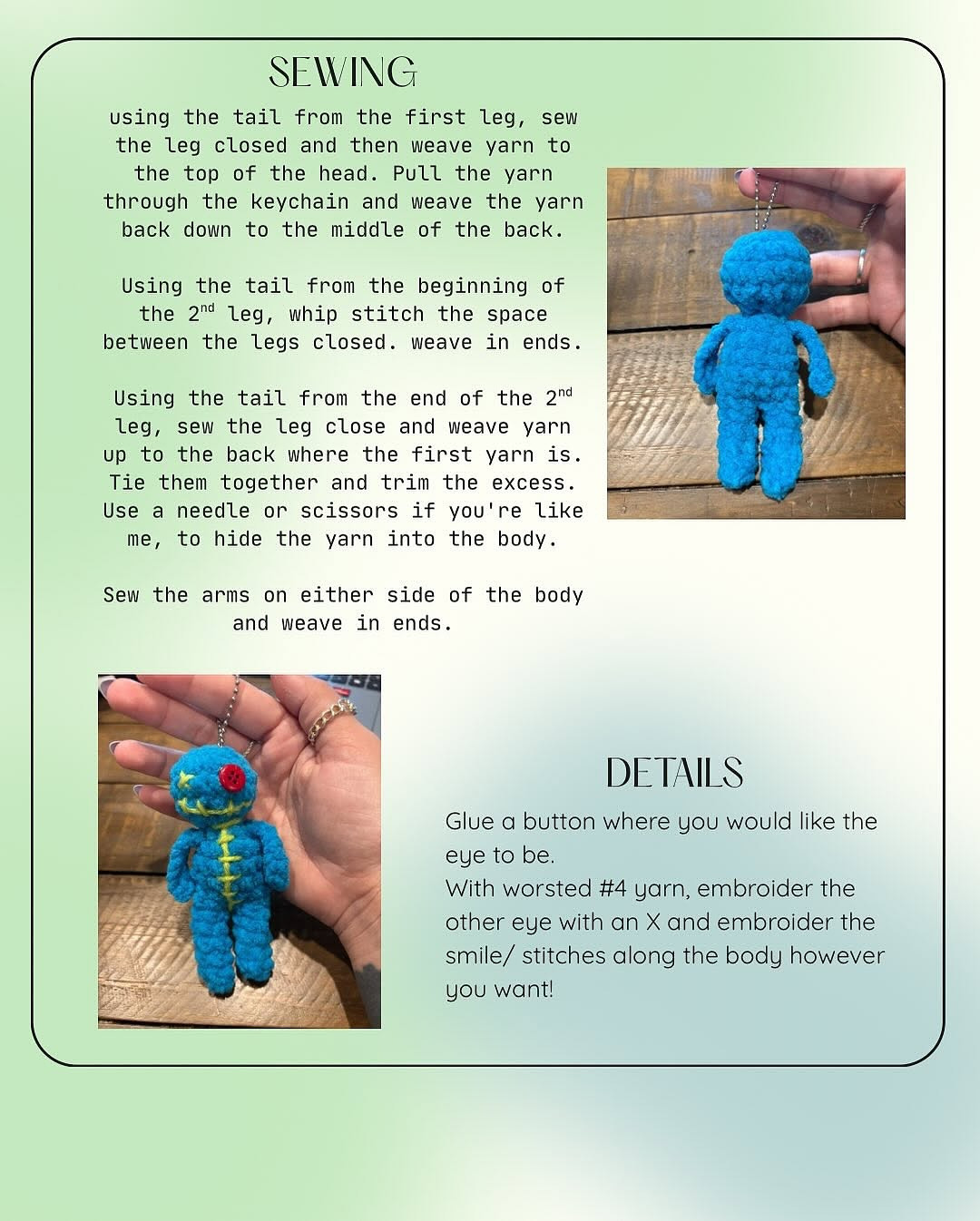 Voodoo Keychain Crochet Pattern for Colorful Amigurumi Dolls