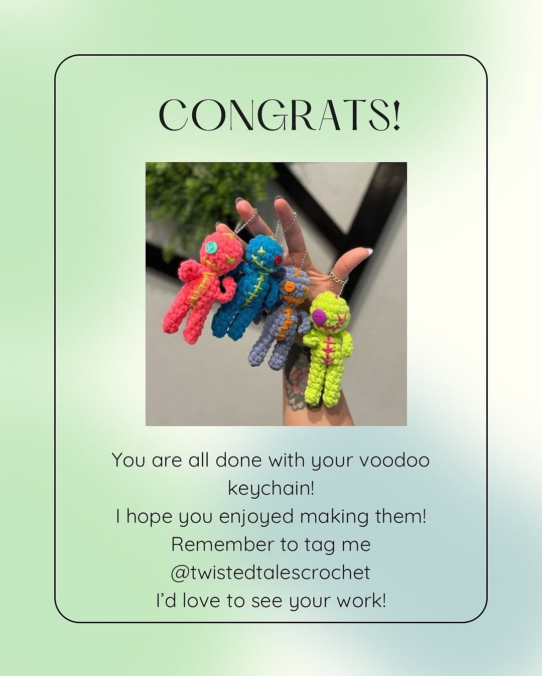 Voodoo Keychain Crochet Pattern for Colorful Amigurumi Dolls