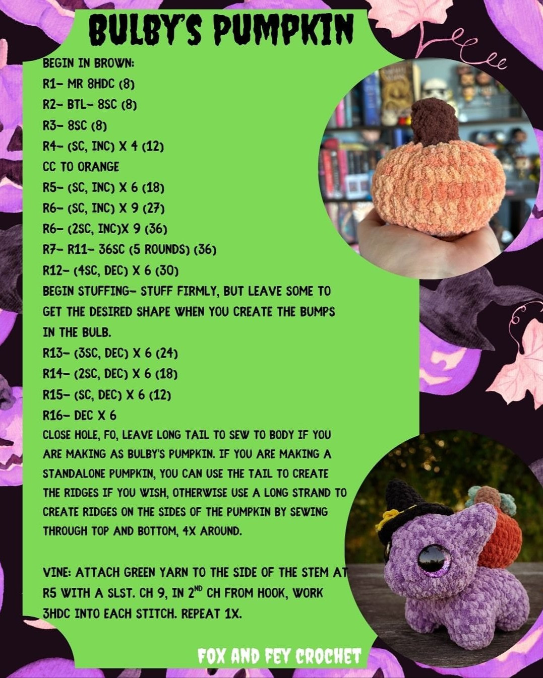 Witchy Bulby Crochet Pattern with Halloween Theme