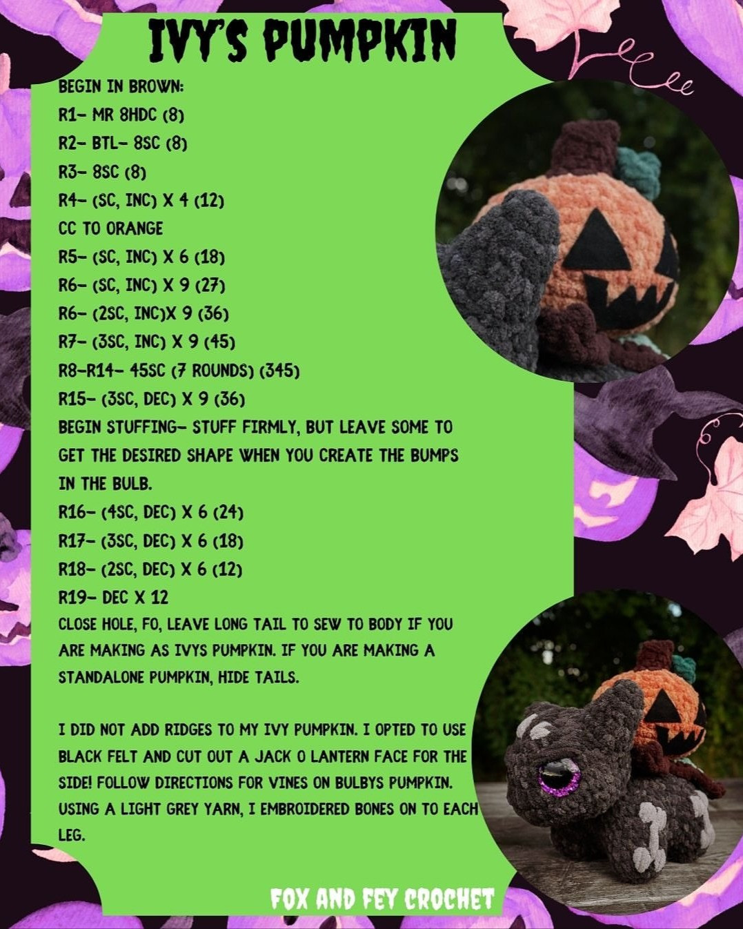 Witchy Bulby Crochet Pattern with Halloween Theme