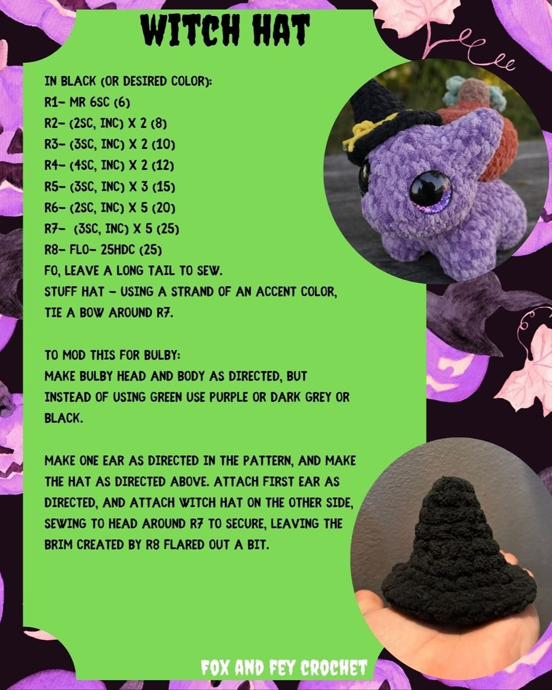 Witchy Bulby Crochet Pattern with Halloween Theme