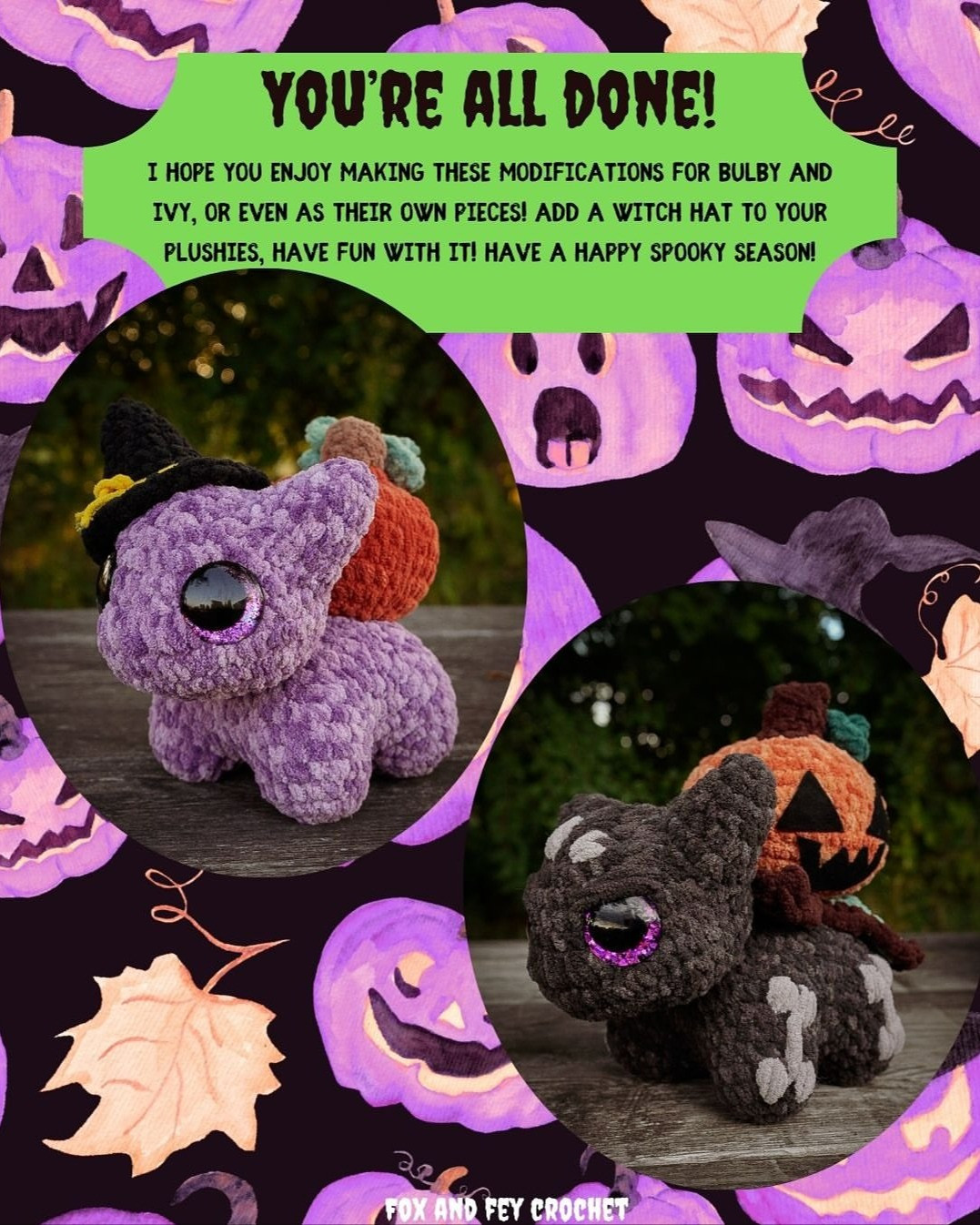 Witchy Bulby Crochet Pattern with Halloween Theme