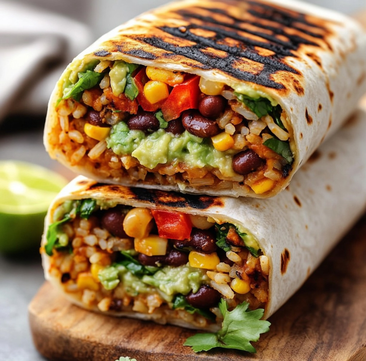 Zesty Vegan Burrito with Avocado and Jalapeños