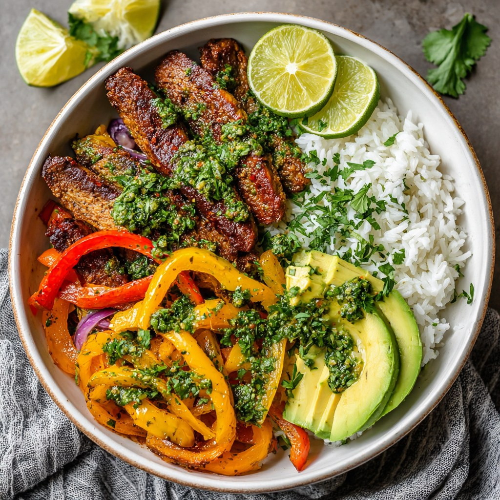 Zesty Vegan Chimichurri Bowl with Avocado Delight