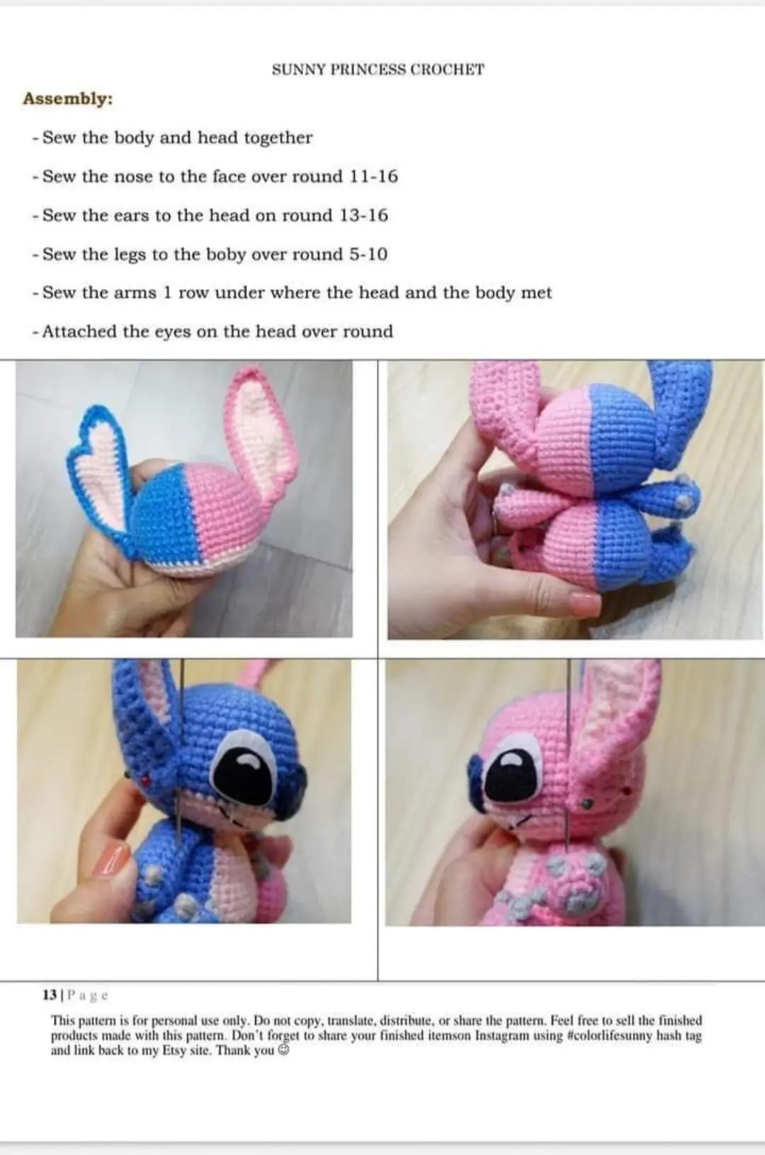 Adorable Crochet Alien Doll with Blue and Pink Design