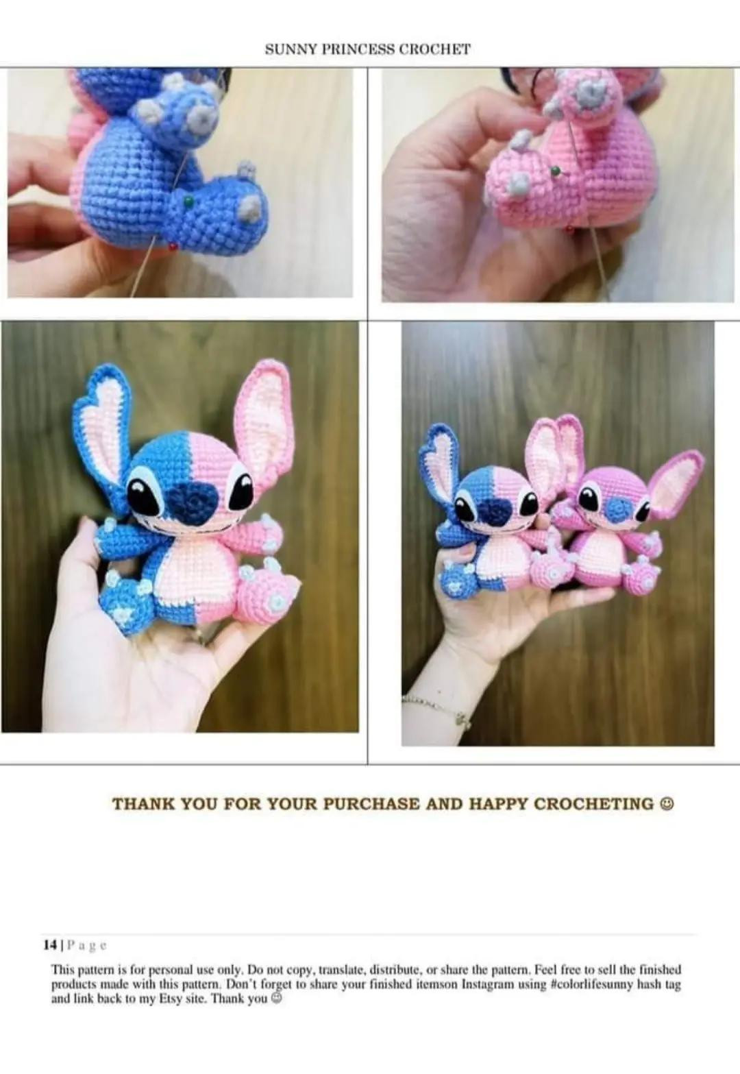 Adorable Crochet Alien Doll with Blue and Pink Design