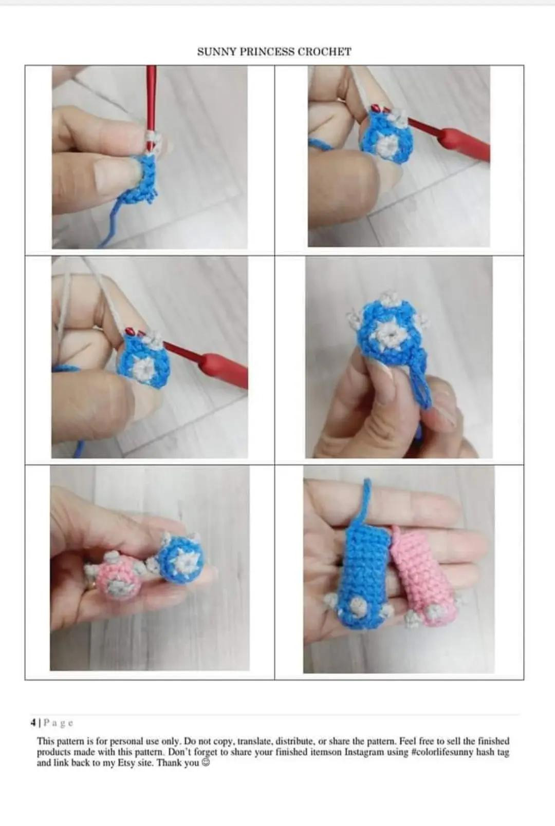 Adorable Crochet Alien Doll with Blue and Pink Design