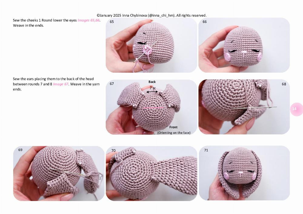 Adorable Crochet Bunny Toy with a Sleepy Expression