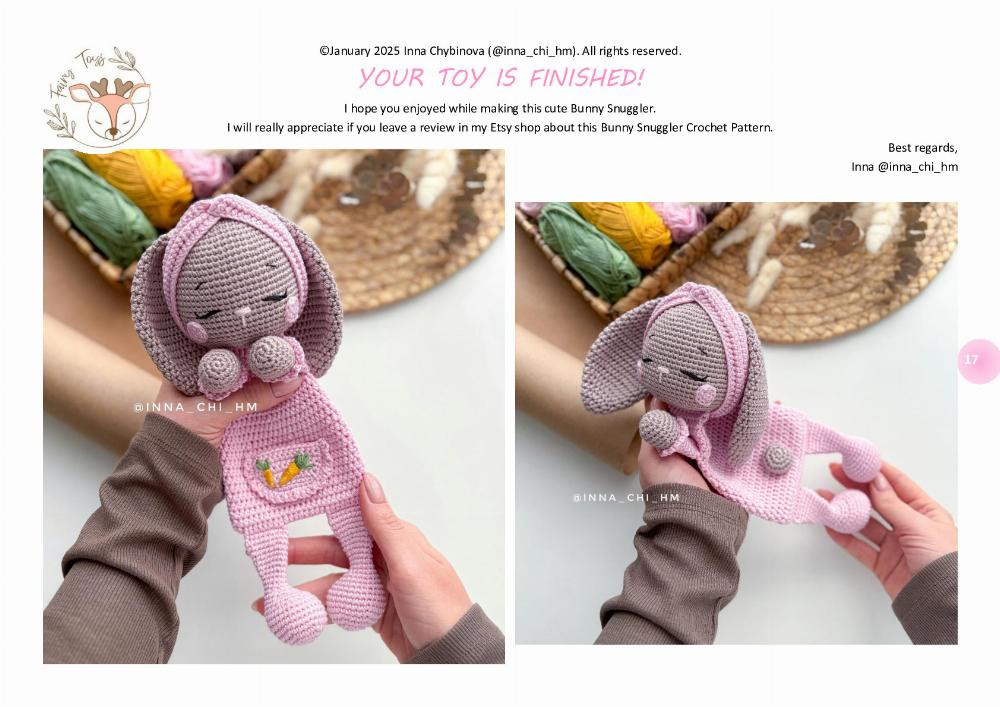 Adorable Crochet Bunny Toy with a Sleepy Expression