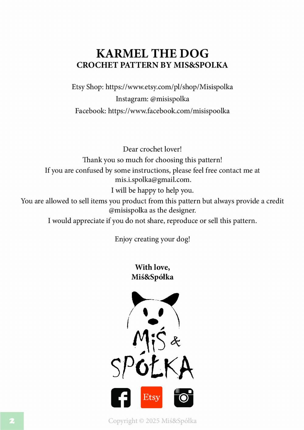 Adorable Crochet Pattern for Karmel the Dog by Miś & Spółka