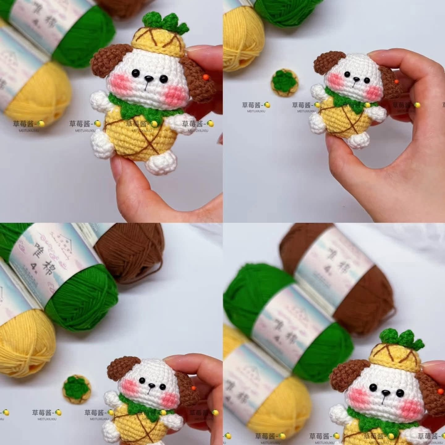 الگوی بافتنی amigurumi سگ بامزه با نخ رنگارنگ