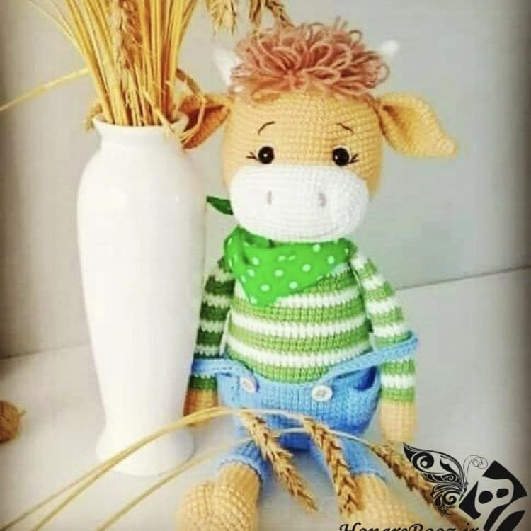 الگوی قلاب بافی عروسک گاو بافتنی