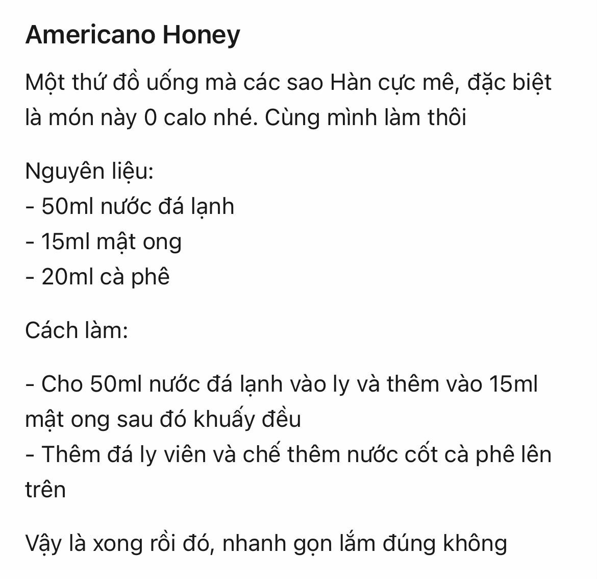 Americano Mật Ong Mát Lạnh: Thức Uống Tỉnh Táo Từ Sao Hàn