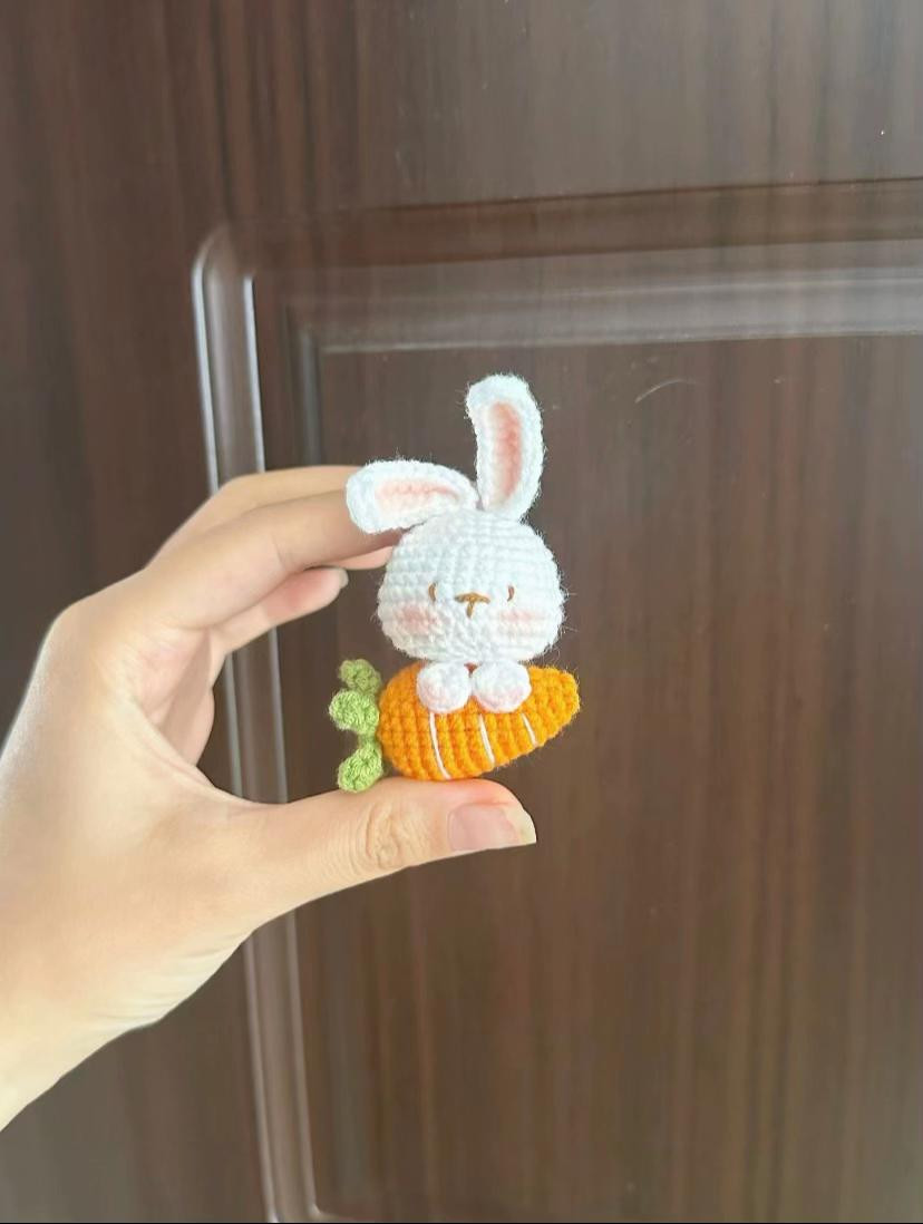 Amigurumi Bunny Keychain with Carrot Charm