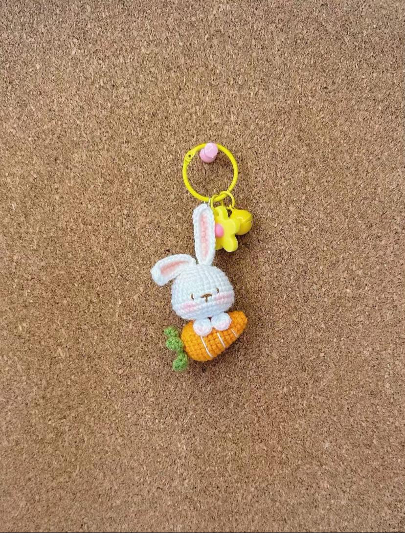 Amigurumi Bunny Keychain with Carrot Charm