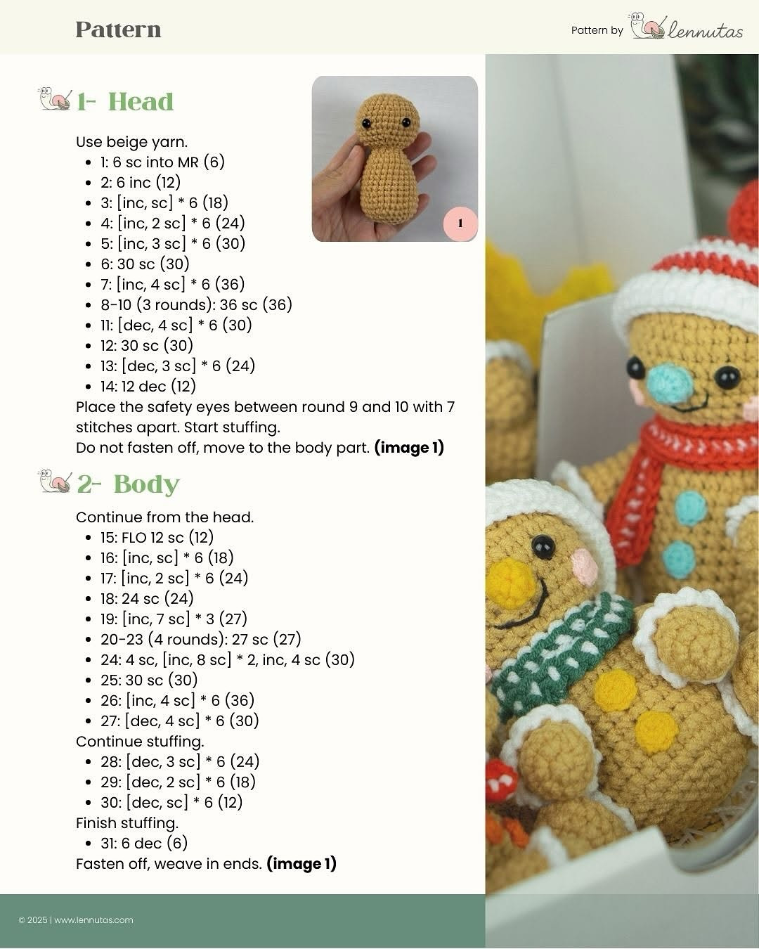 Amigurumi Gingerbread Men Free Crochet Pattern for Holidays