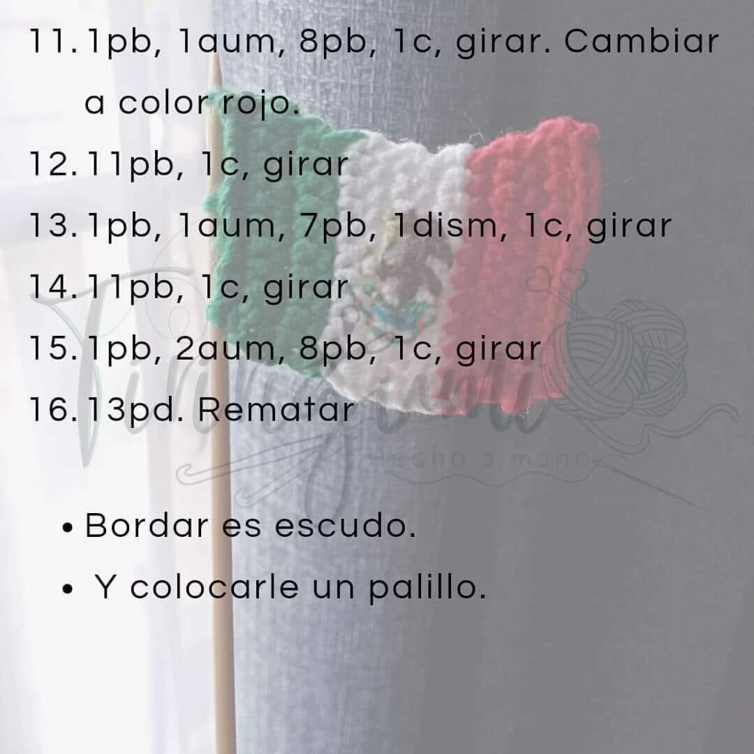 Bandera de México a crochet, patrón gratuito fácil