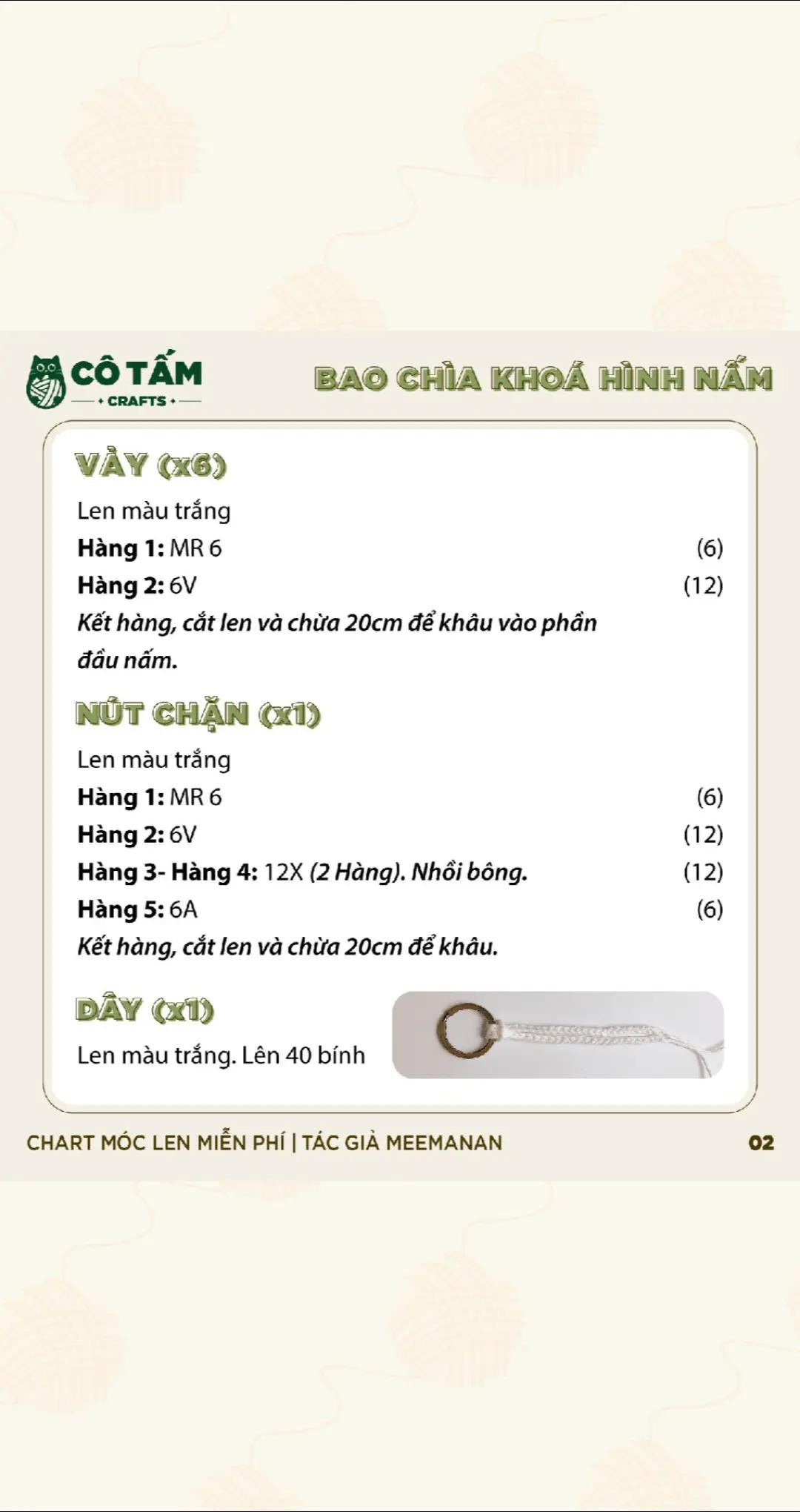 Bao Chìa Khóa Nấm Len Dễ Thương