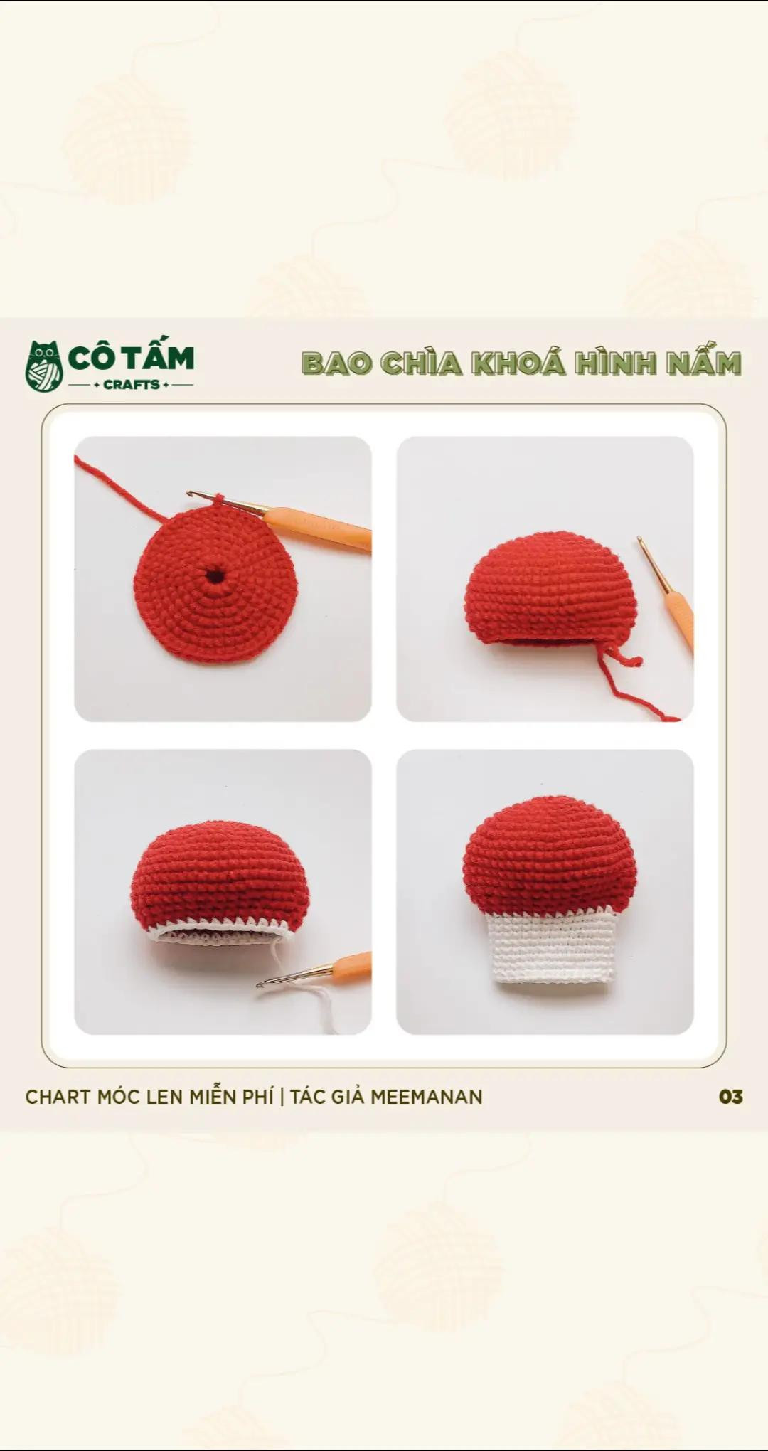 Bao Chìa Khóa Nấm Len Dễ Thương