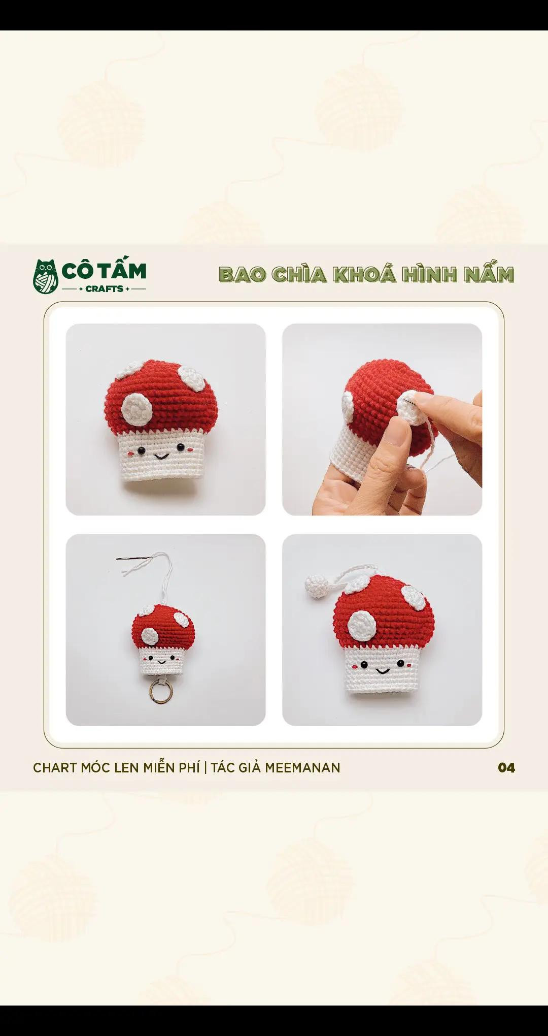 Bao Chìa Khóa Nấm Len Dễ Thương