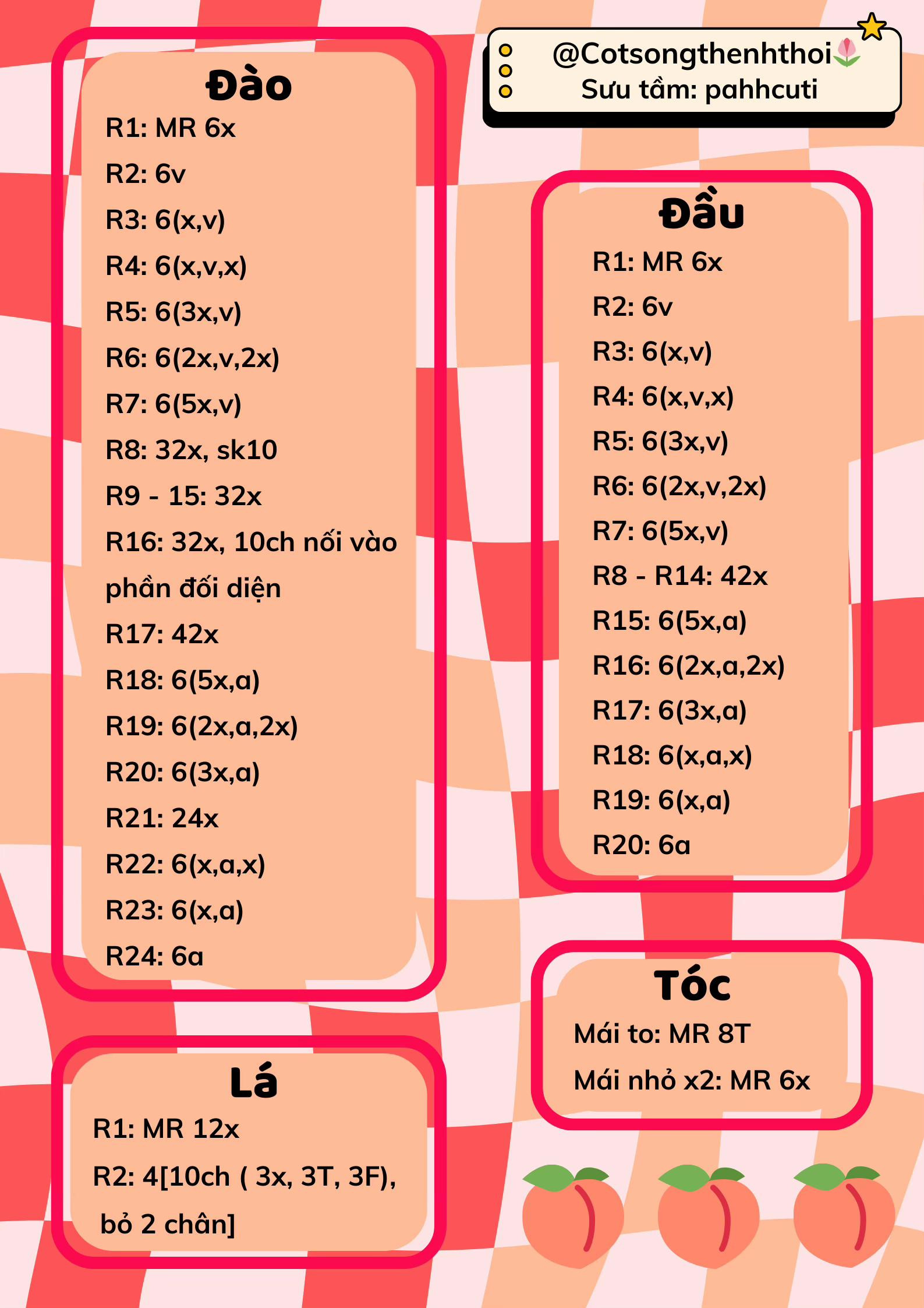 bé mo chi chanh, mochi đào, mochi cam