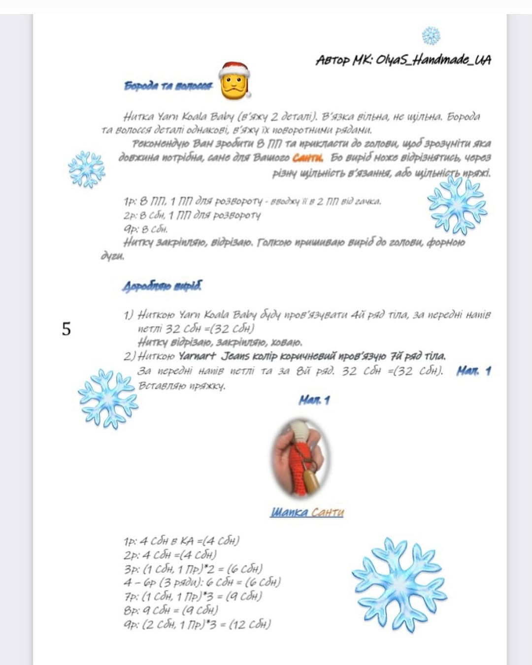 Безкоштовний майстер-клас з в'язання новорічної іграшки Санта