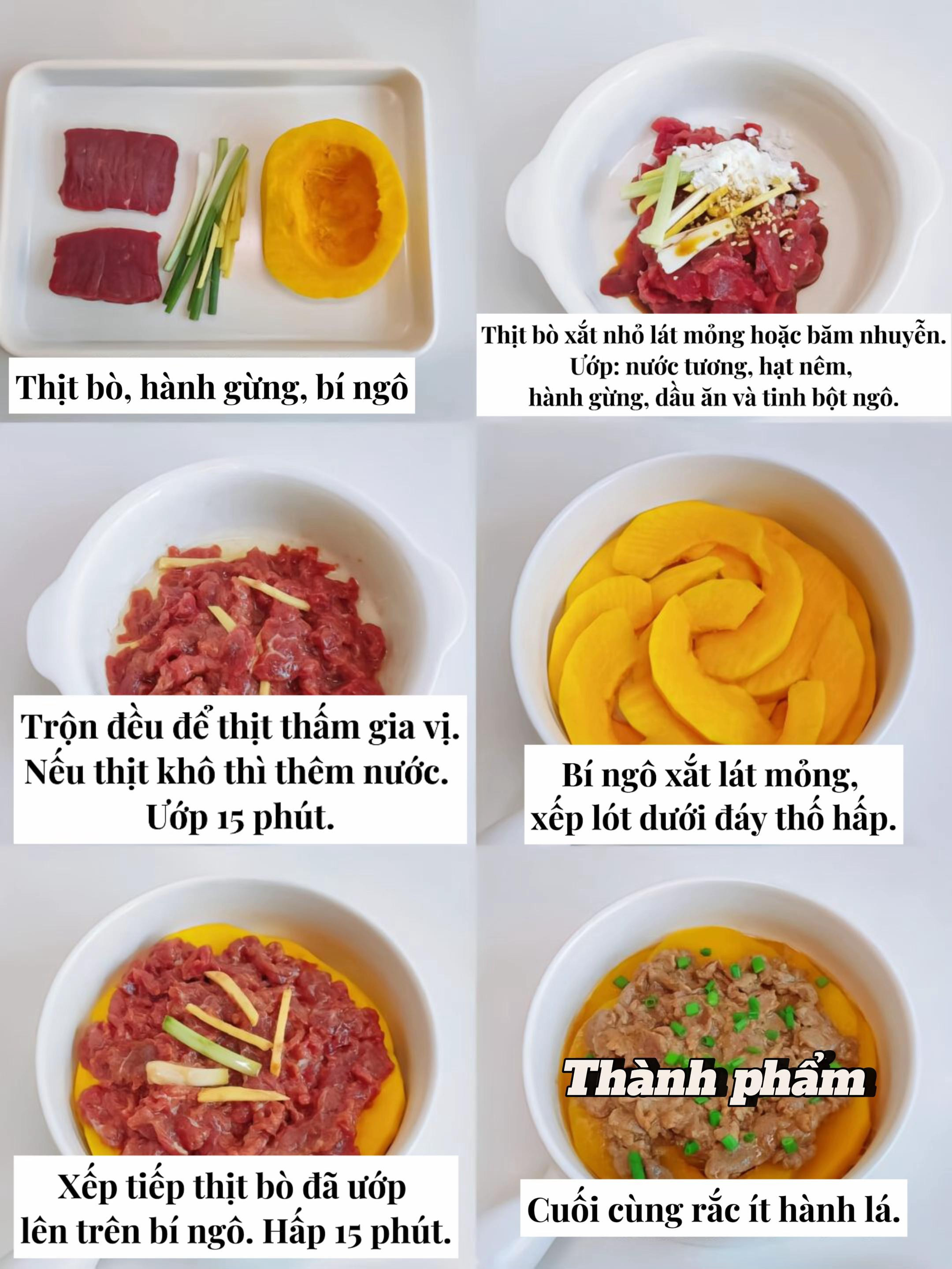 Bí Ngô Hấp Thịt Bò Ngọt Mềm Thơm Ngon