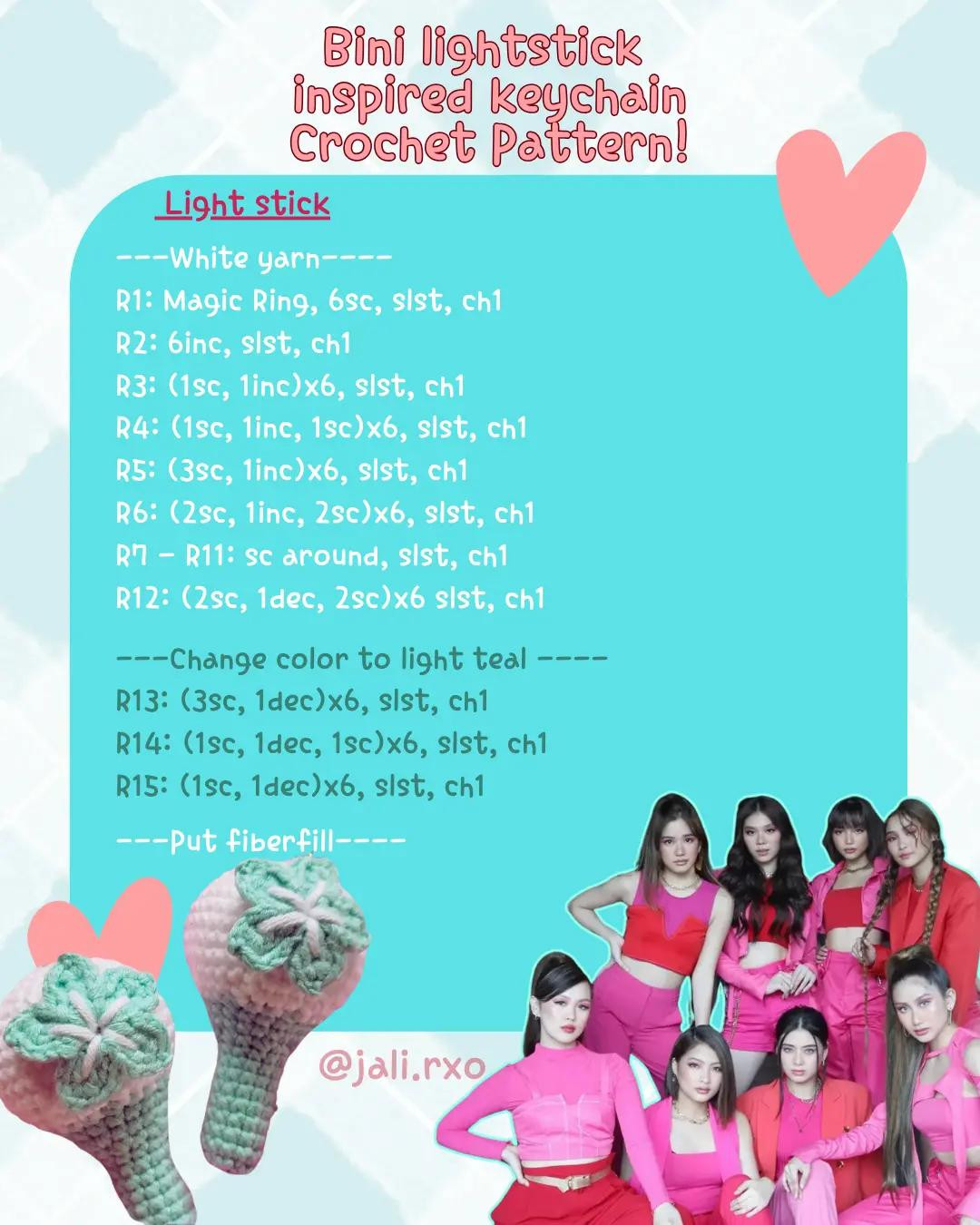 Bini Lightstick Inspired Keychain Crochet Pattern for Fans