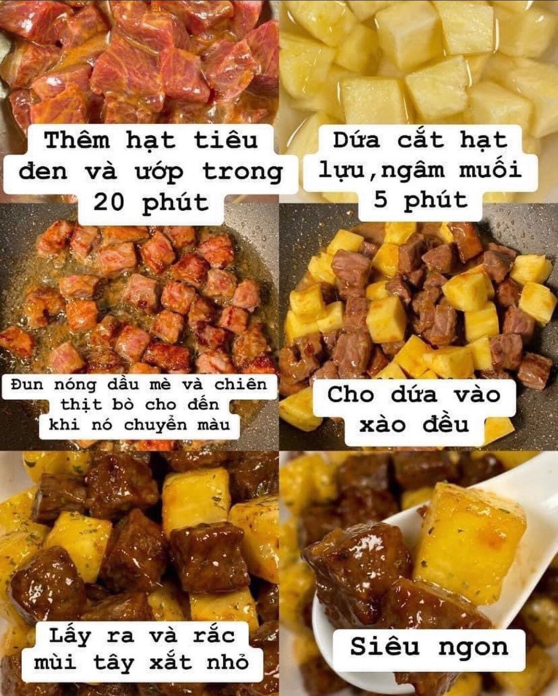 Bò Viên Xào Dứa Tiêu Đen Thơm Ngon