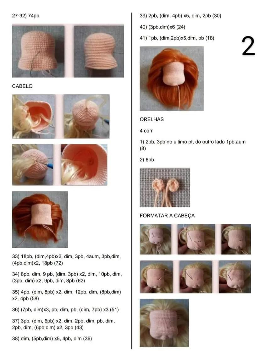 Boneca de Crochê com Vestido e Flores: Padrão Detalhado