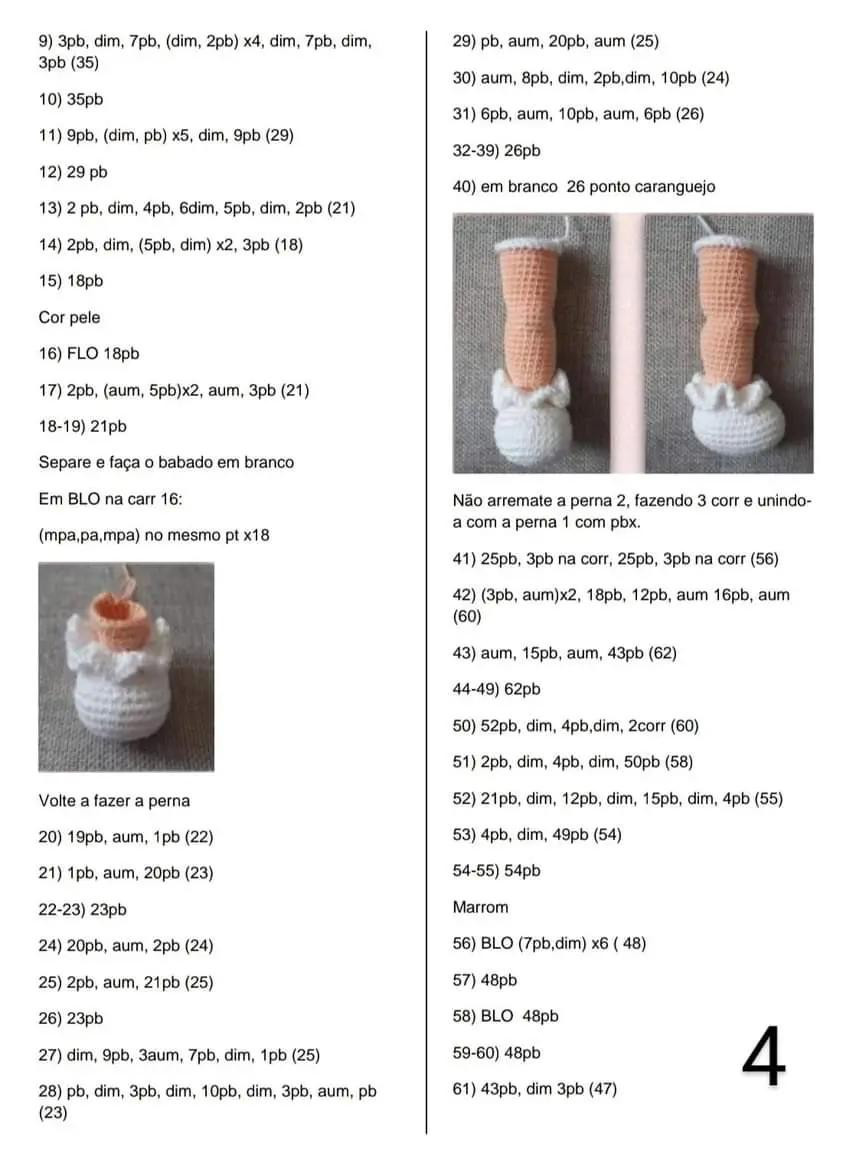 Boneca de Crochê com Vestido e Flores: Padrão Detalhado