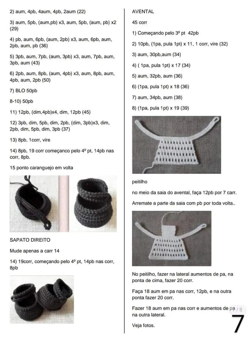 Boneca de Crochê com Vestido e Flores: Padrão Detalhado