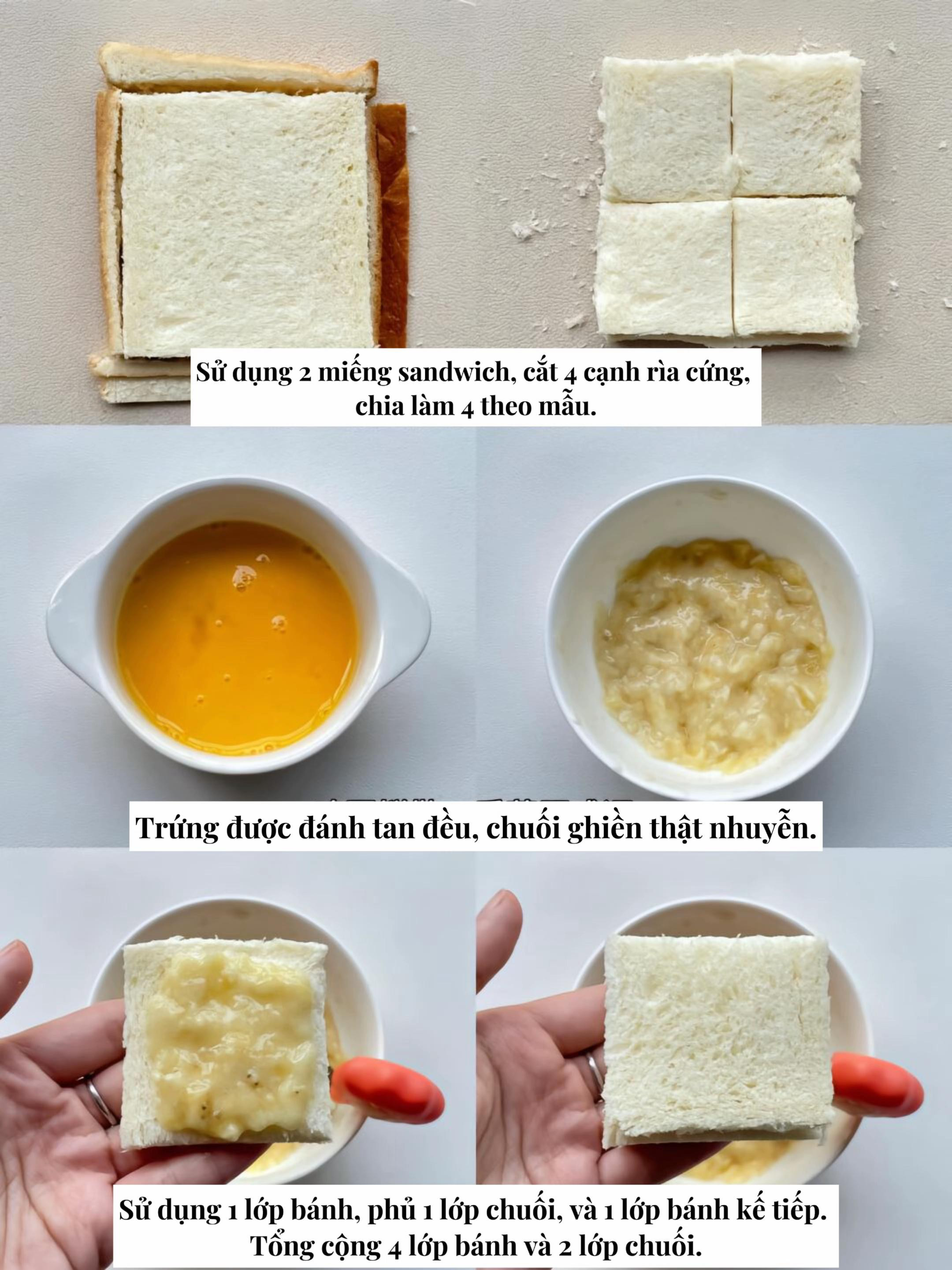 Bữa Sáng Vàng ươm Sandwich Sữa Chuối Cho Bé