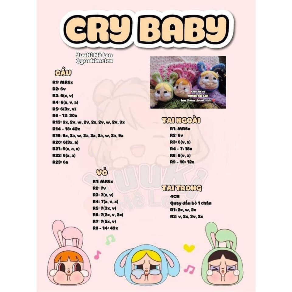 Búp bê khóc dễ thương, mẫu móc len độc đáo cho bạn