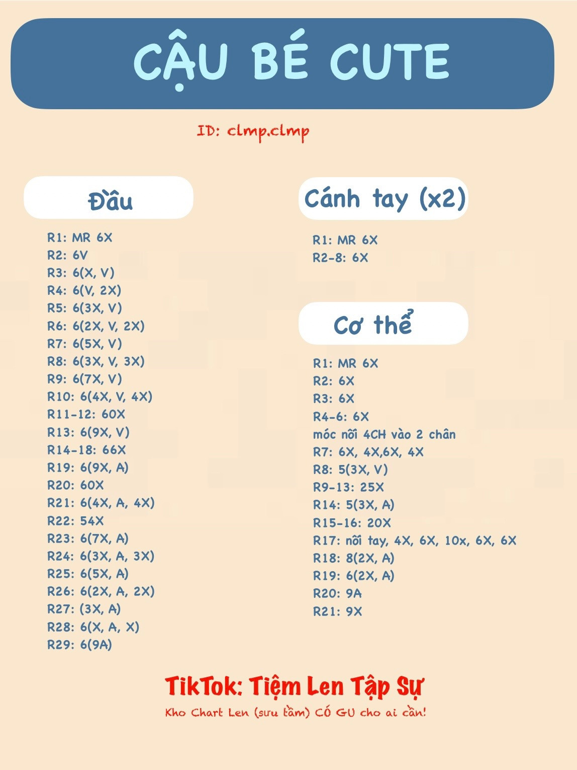 Búp bê móc len dễ thương với áo đỏ và họa tiết ngôi sao