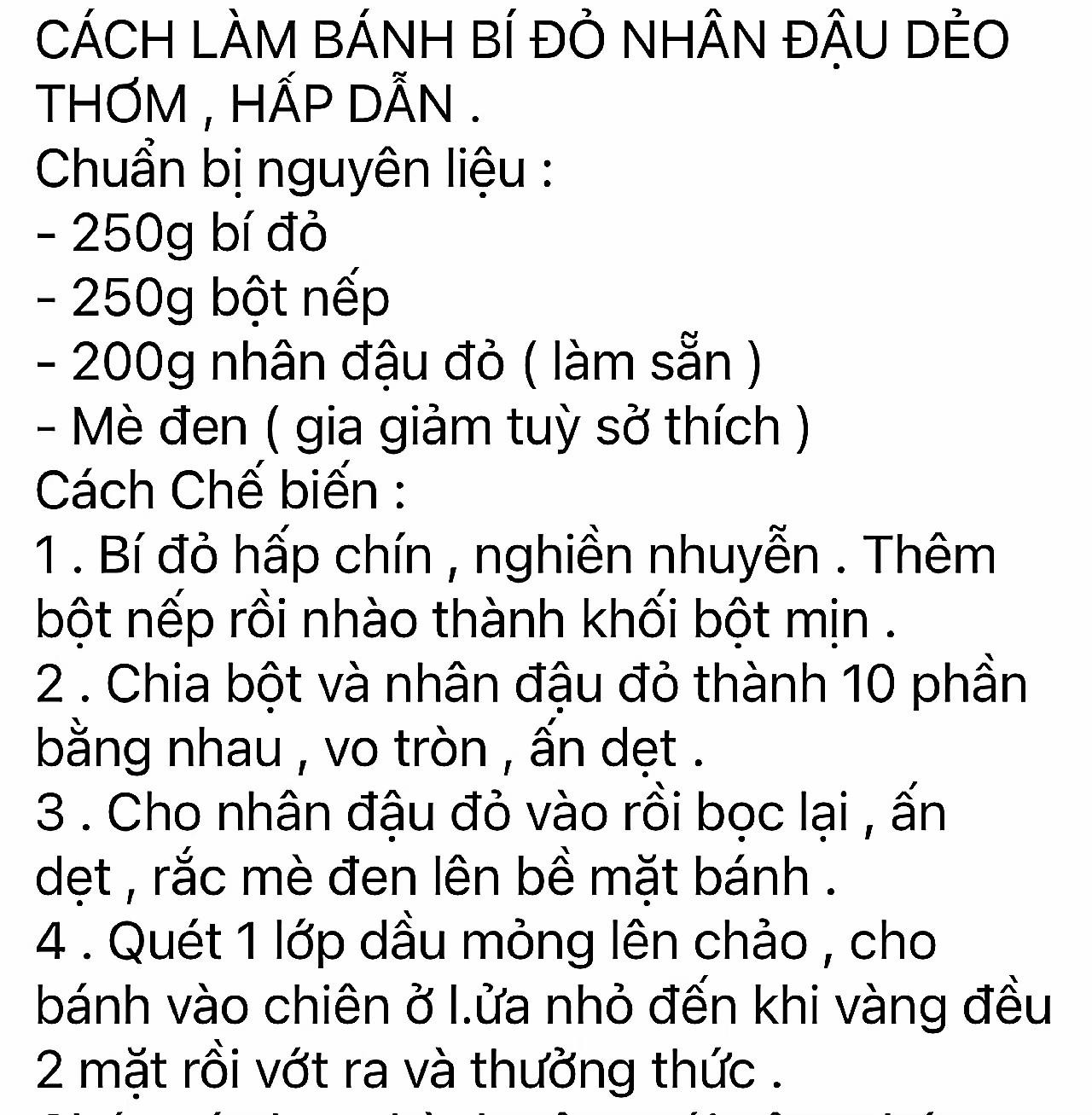 cách làm bí ngô nhân đậu dẻo