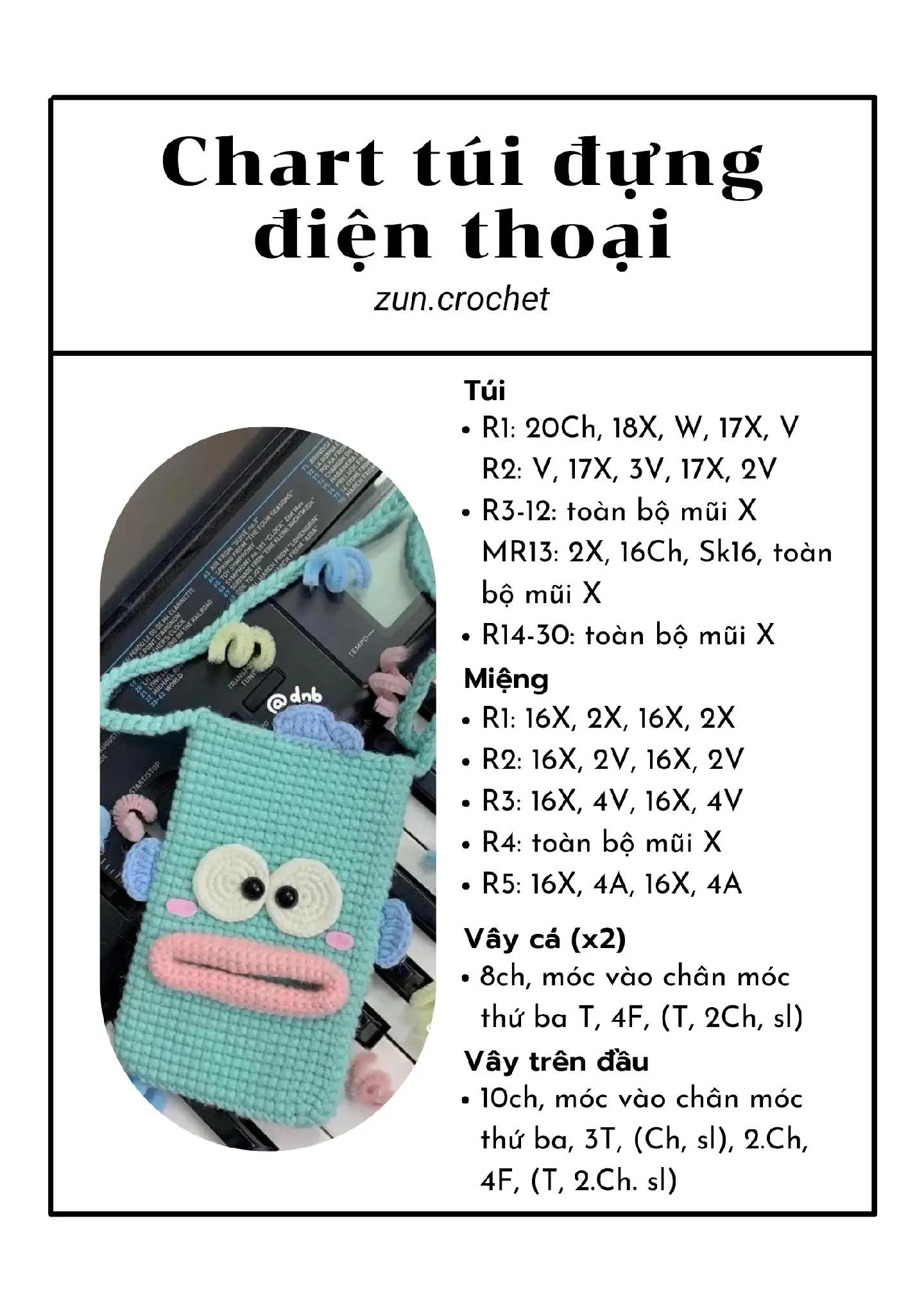 Cách móc túi đựng điện thoại hình thú đáng yêu siêu dễ