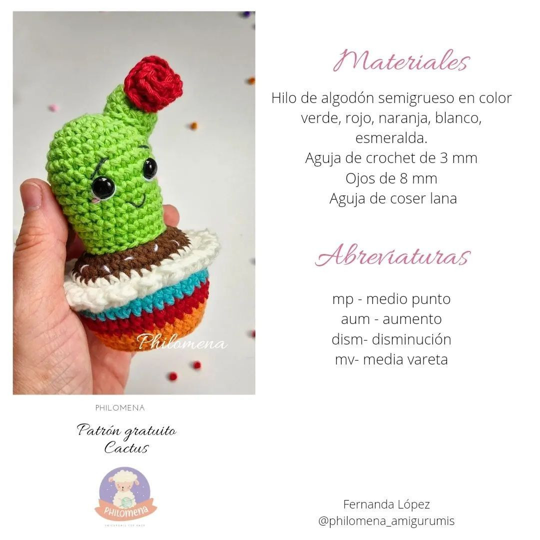 Cactus Amigurumi: Patrón Gratis para Tejer un Cupcake Divertido