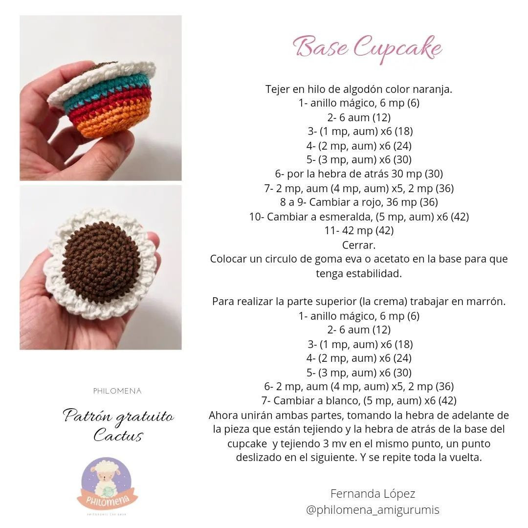 Cactus Amigurumi: Patrón Gratis para Tejer un Cupcake Divertido