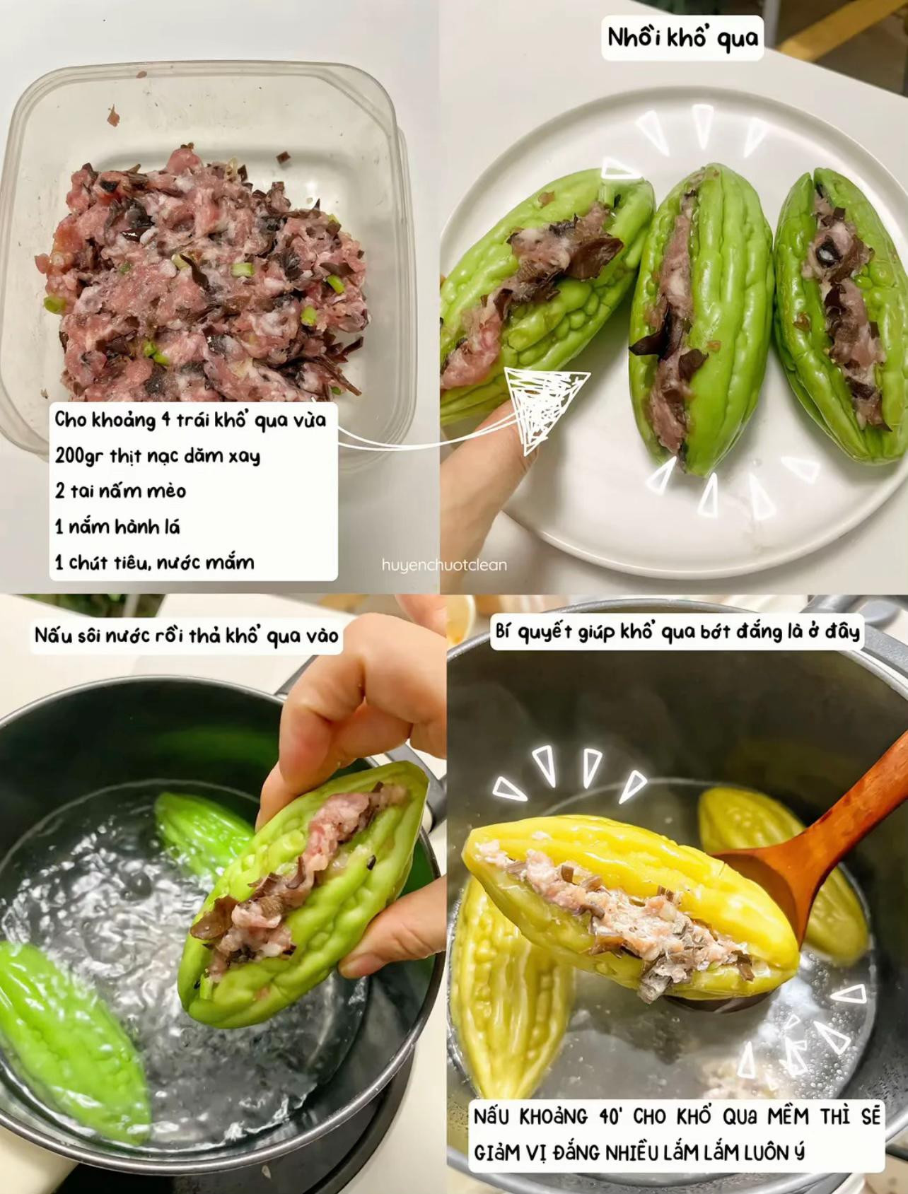 Canh Khổ Qua Nhồi Thịt Thanh Mát, Không Đắng