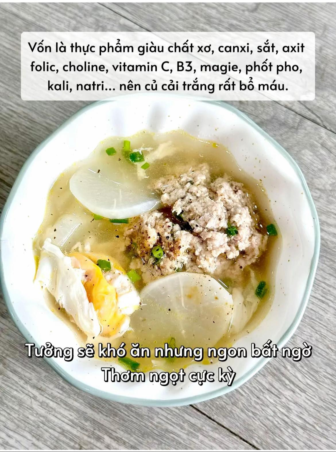 Canh Trứng Thịt Bằm Hầm Củ Cải Bổ Dưỡng