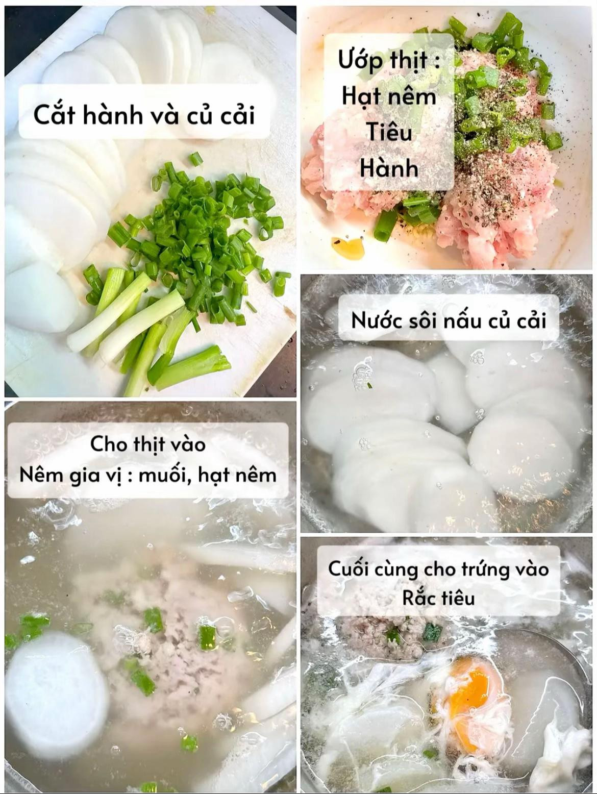 Canh Trứng Thịt Bằm Hầm Củ Cải Bổ Dưỡng