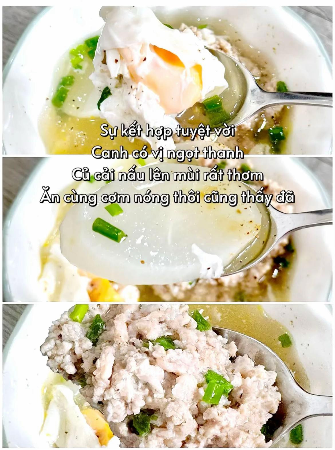 Canh Trứng Thịt Bằm Hầm Củ Cải Bổ Dưỡng