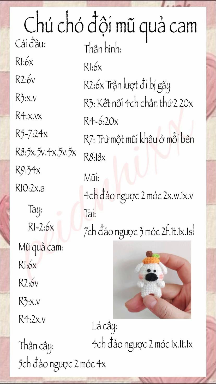 Chart chú chó đội mũ quả cam