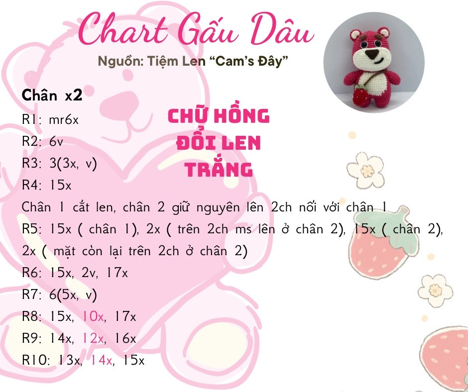 Chart gấu dâu siêu cute nè 🍓🍓🍓