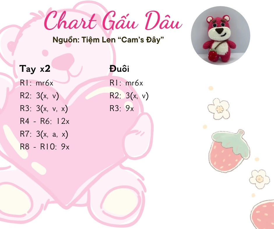 Chart gấu dâu siêu cute nè 🍓🍓🍓