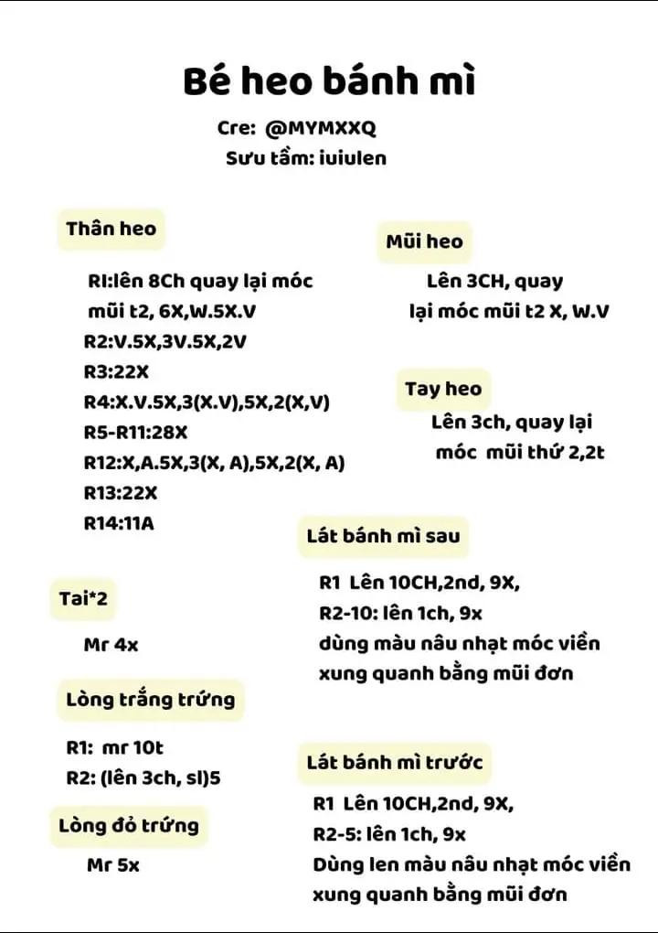 chart heo bánh mì #moclen #moclenhandmade