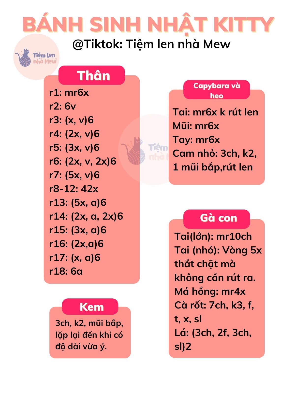 Chart móc bánh kem kitty