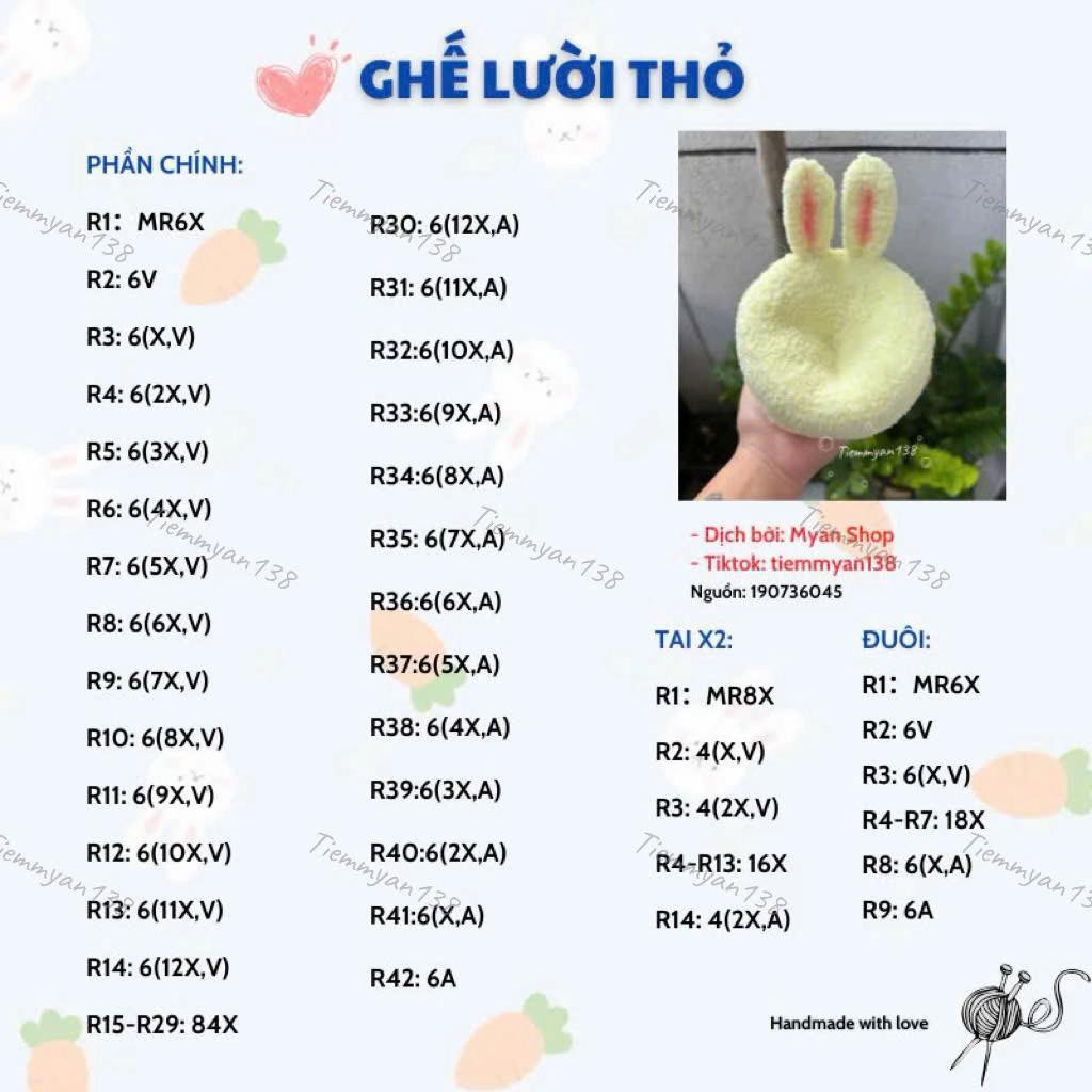 Chart móc ghế lưỡi thỏ dễ thương và sáng tạo