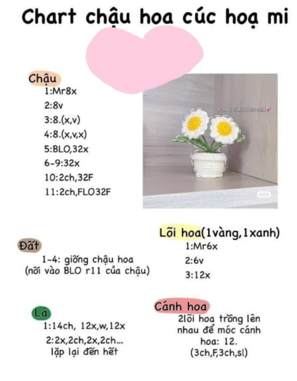 chart móc hoa hướng dương, hoa cúc họa mi chậu hoa tulip